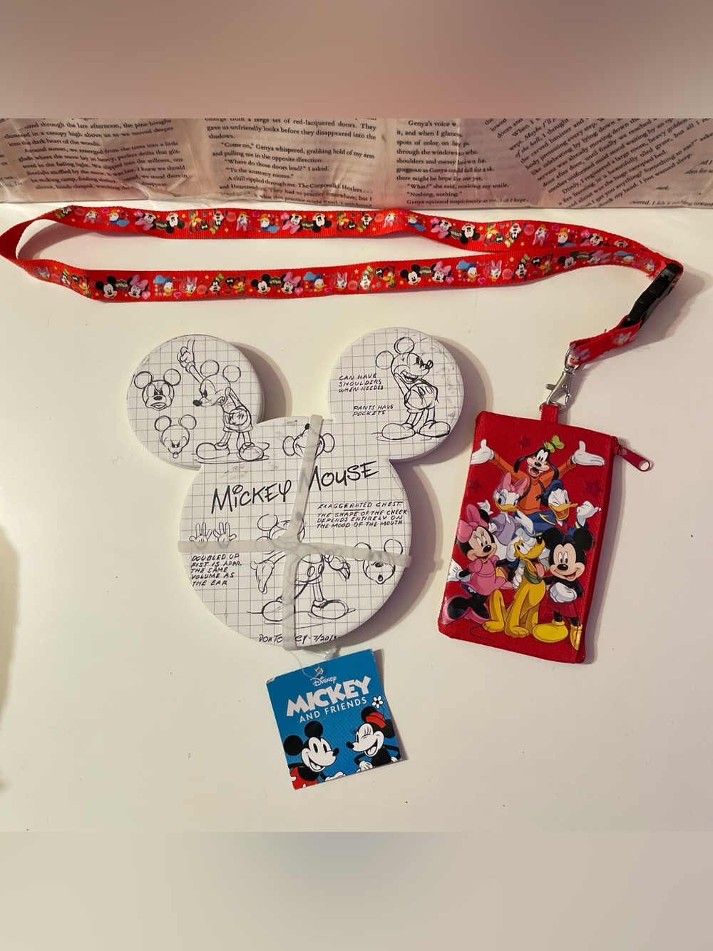 Mickey Mouse Sketchbook Coasters Set Trivets with Mickey and Friends Lanyard!